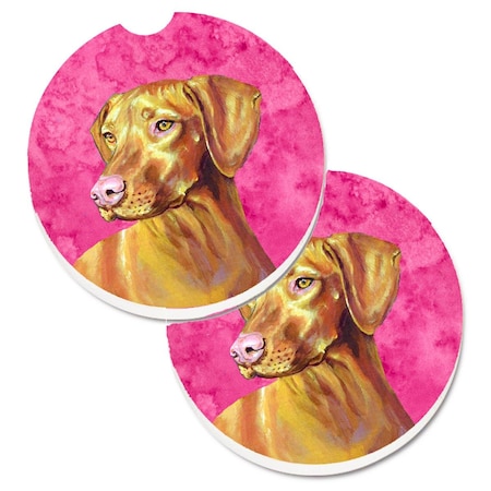 Carolines Treasures Pink Vizsla Set of 2 Cup Holder Car Coaster LH9370PKCARC